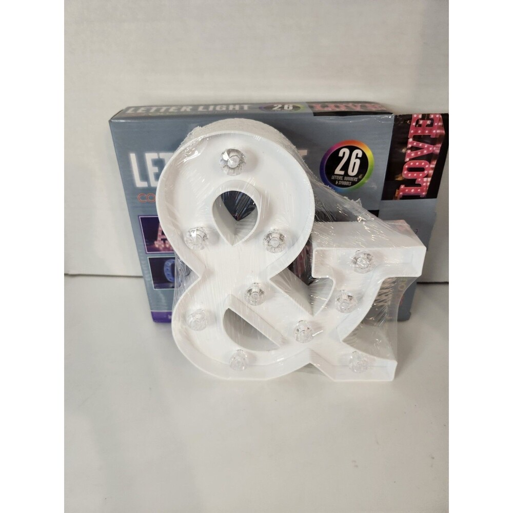 Ampersand  9" x 7" White Light-Up Tabletop Decor
